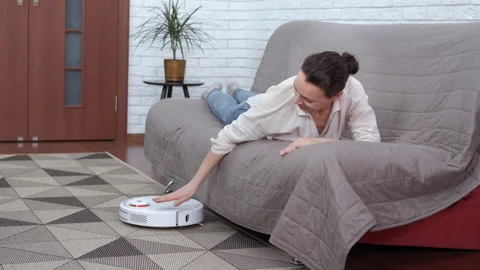 Happiness with a robot. Stock Footage 151228194