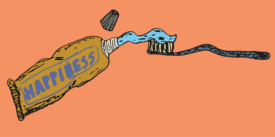 Happiness in toothpaste Illustrazione stock