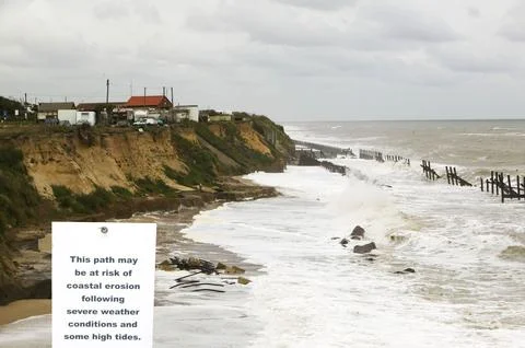 Happisburgh, the most rapidly eroding section of coast in the British Isles,  Foto stock