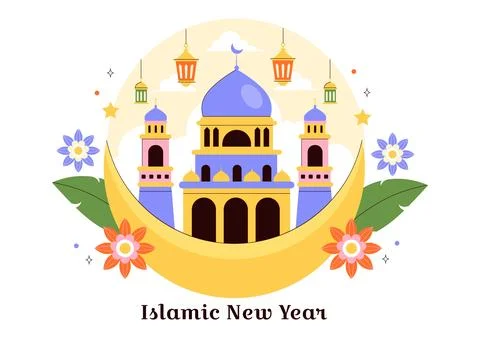 Happy 1 Muharram Vector Illustration of Celebrating the Islamic New Year wi.. Stock Illustration
