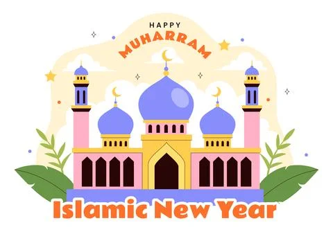 Happy 1 Muharram Vector Illustration of Celebrating the Islamic New Year wi.. Stock Illustration