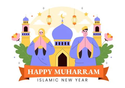Happy 1 Muharram Vector Illustration of Celebrating the Islamic New Year wi.. Stock Illustration