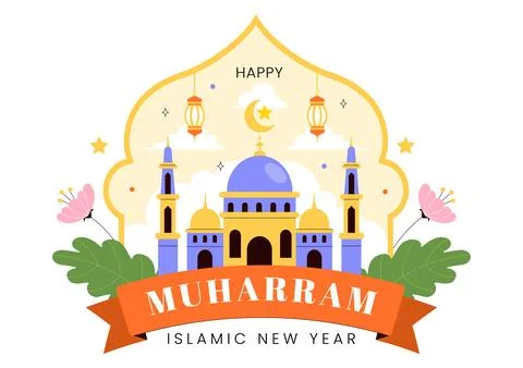 Happy 1 Muharram Vector Illustration of Celebrating the Islamic New Year wi.. Stock Illustration