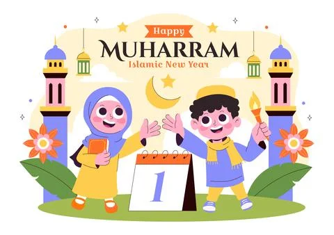 Happy 1 Muharram Vector Illustration of Celebrating the Islamic New Year wi.. Stock Illustration