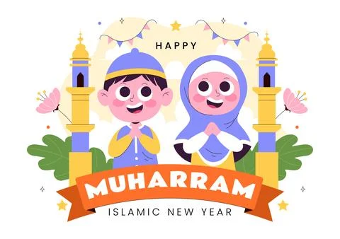 Happy 1 Muharram Vector Illustration of Celebrating the Islamic New Year wi.. Stock Illustration