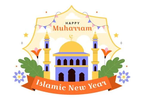 Happy 1 Muharram Vector Illustration of Celebrating the Islamic New Year wi.. Stock Illustration