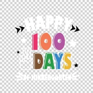 Happy 100 Days Of Kindergarten Text Variation arrows stars Ilustração Stock