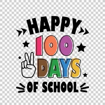 Happy 100 Days Of School Design conveying message hand stars Stock Illustration