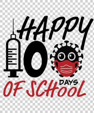 Happy 100 Days Of School typography and icons Stock Illustration