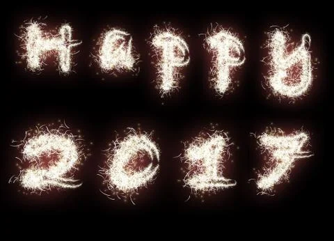 Happy 2017 on black Stock Illustration