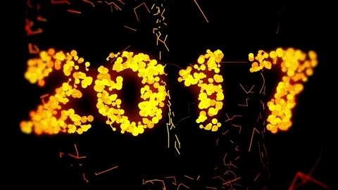 HAPPY 2017 - particles lable Video stock 70887505