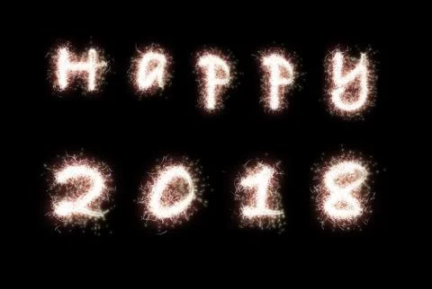 Happy 2018 on black Stock Photos