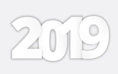 Happy 2019 new year. Vector paper illustration Stock Illustration