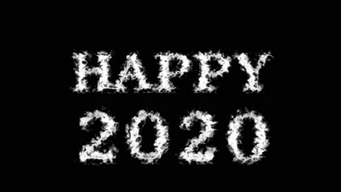 Happy 2020 cloud text effect black isolated background Stock Footage 139639717