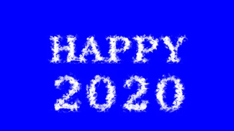 Happy 2020 cloud text effect blue isolated background Stock Footage 139639722