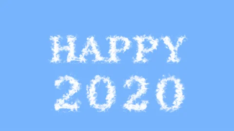 Happy 2020 cloud text effect sky isolated background Stock-Footage 139639733