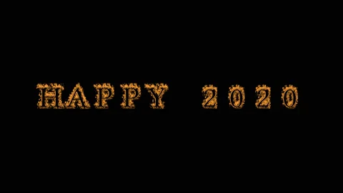 Happy 2020 fire text effect black background Stock Footage 136314455