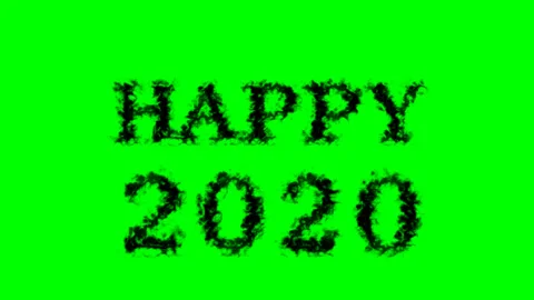 Happy 2020 smoke text effect green isolated background Stock Footage 139627624