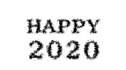 Happy 2020 smoke text effect white isolated background Stock Footage 139627731