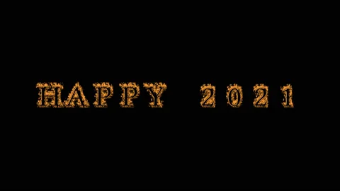 Happy 2021 fire text effect black background Stock Footage 136314458