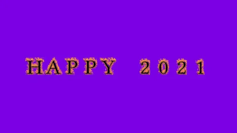 Happy 2021 fire text effect violet background Stock Footage 136314461