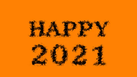 Happy 2021 smoke text effect orange isolated background Stock Footage 139627740