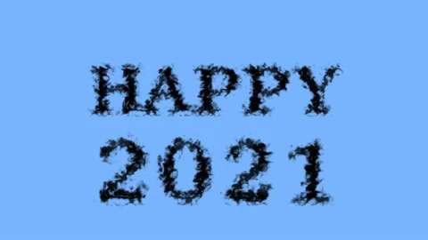 Happy 2021 smoke text effect sky isolated background Stock Footage 139627771