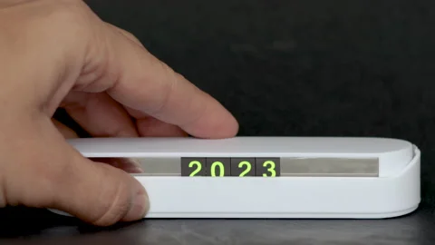 Happy 2023 year.small digits numbers instead telephone number Video stock 220334824