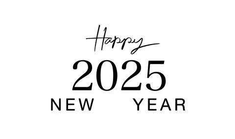 Happy 2025 new year script calligraphy black color text symbol sign decoration 스톡 일러스트