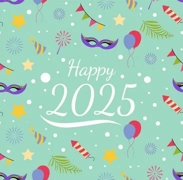Happy 2025 poster. Seamless pattern. Winter holidays, Christmas and New Year 스톡 일러스트