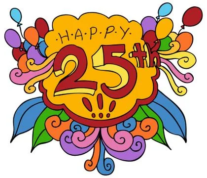 Happy 25th design element Stock Illustration