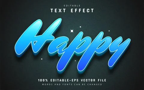 Happy 3d blue style text effect Stock Illustration