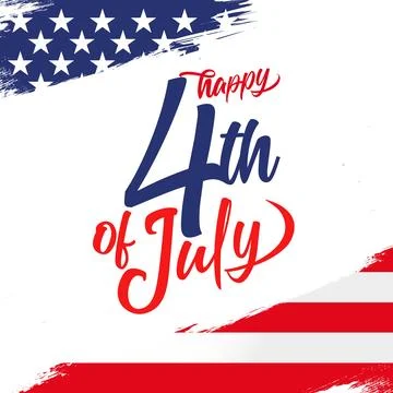 Happy 4th of July creative calligraphy with flag of US Stock Illustration