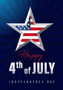 Happy 4th of July Idependence Day USA, blue beams banner Illustrazione stock