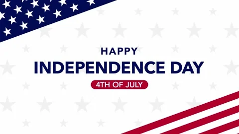 Happy 4th of July Independence Day greeting text with USA flag stars and stripes Stock-Footage 336044121