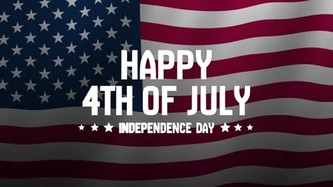 Happy 4th of July Independence Day Animation with Waving American Flag Stockbeeldmateriaal 336800080