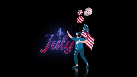 Happy 4th of July Loop Background with Fireworks V4 動画素材 312131494
