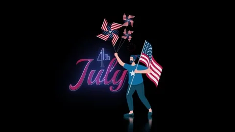 Happy 4th of July Loop Background with Fireworks V5 動画素材 312131548