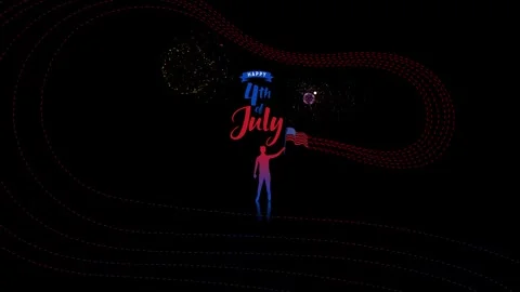 Happy 4th of July Loop Background with Fireworks V7 動画素材 312131654