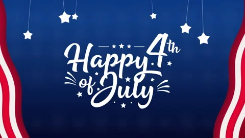 Happy 4th of july text animation flag and firework Stock Footage 332609958