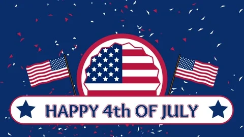 Happy 4th of July text background with two waving flag Stock Footage 237757752