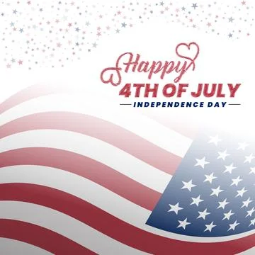 Happy 4th of July vector banner design with waving USA National Flag. Illustrazione stock