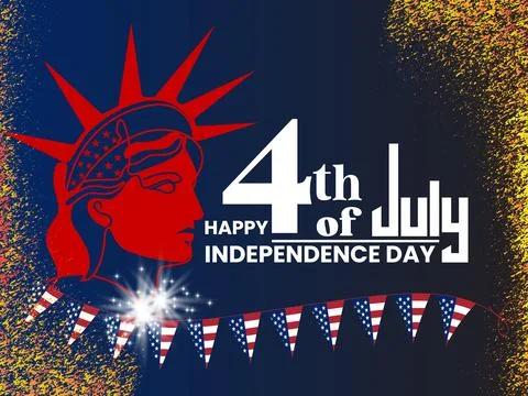 Happy 4th July vector celebration post template design. Stock Illustration