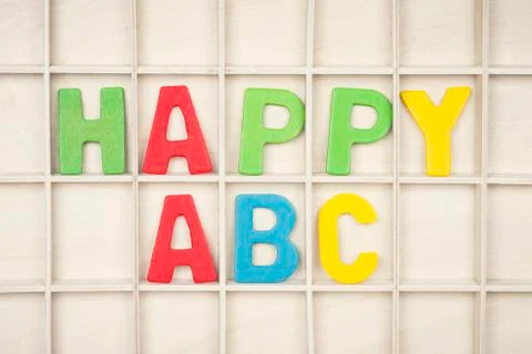 HAPPY ABC text Stock Photos