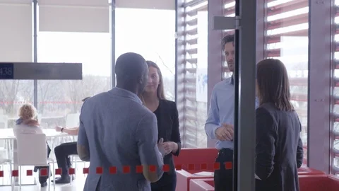Happy active workers enjoying the pause having a discussion Stockbeeldmateriaal 73885191