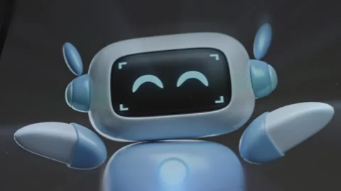 Happy AI robot graphic presentation on smartphone Stock Footage 302826632