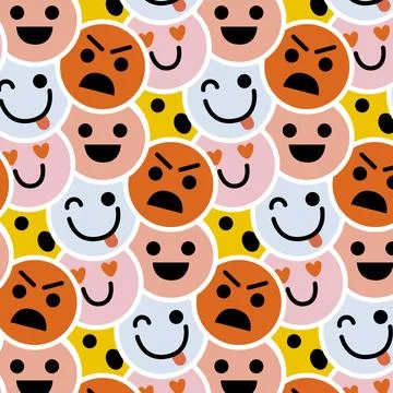 Happy and angry?emoticons pattern template Stock Illustration