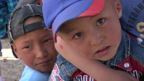 Happy and curious faces closeup of caucasian kids, 4K, DNxHR Stock Footage 152250973