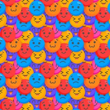 Happy and sad emoticons pattern template Stock Illustration