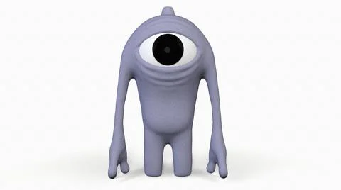 Happy and sweet cartoon monster 3d-illustration 3d-rendering Stock Illustration